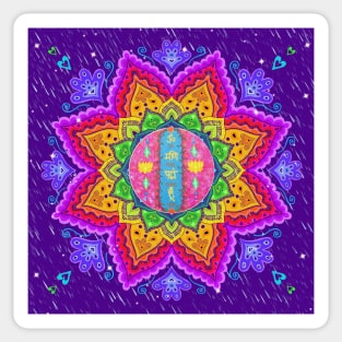 Rainbow OmManiPadmeHum Mandala Sticker